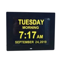 8'' Led Visual Impairment Digital Calendar Photo Video Playback Day Date Display Wall Clock  For Dementia Elderly